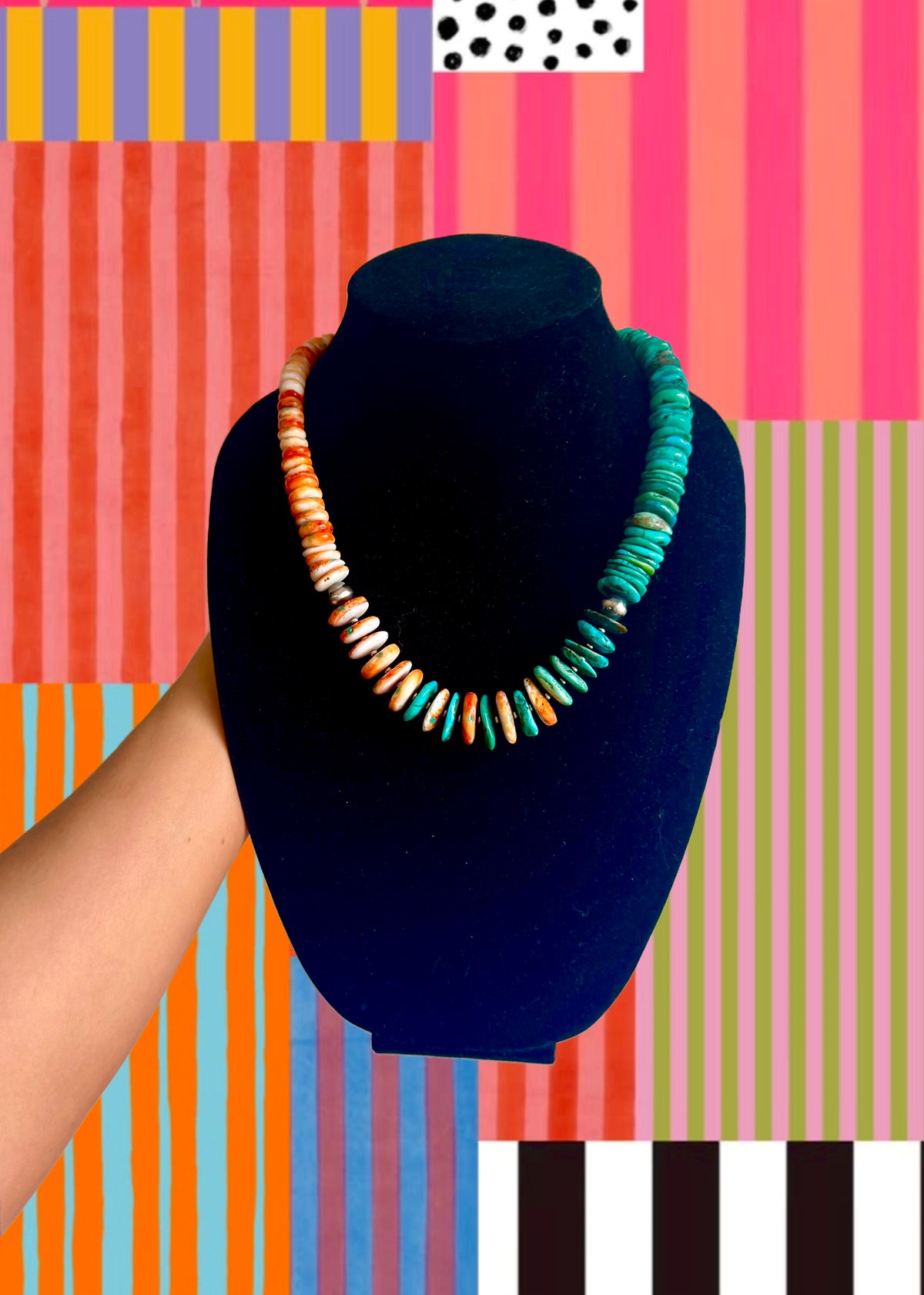 Orange Spiny and Turquoise necklace
