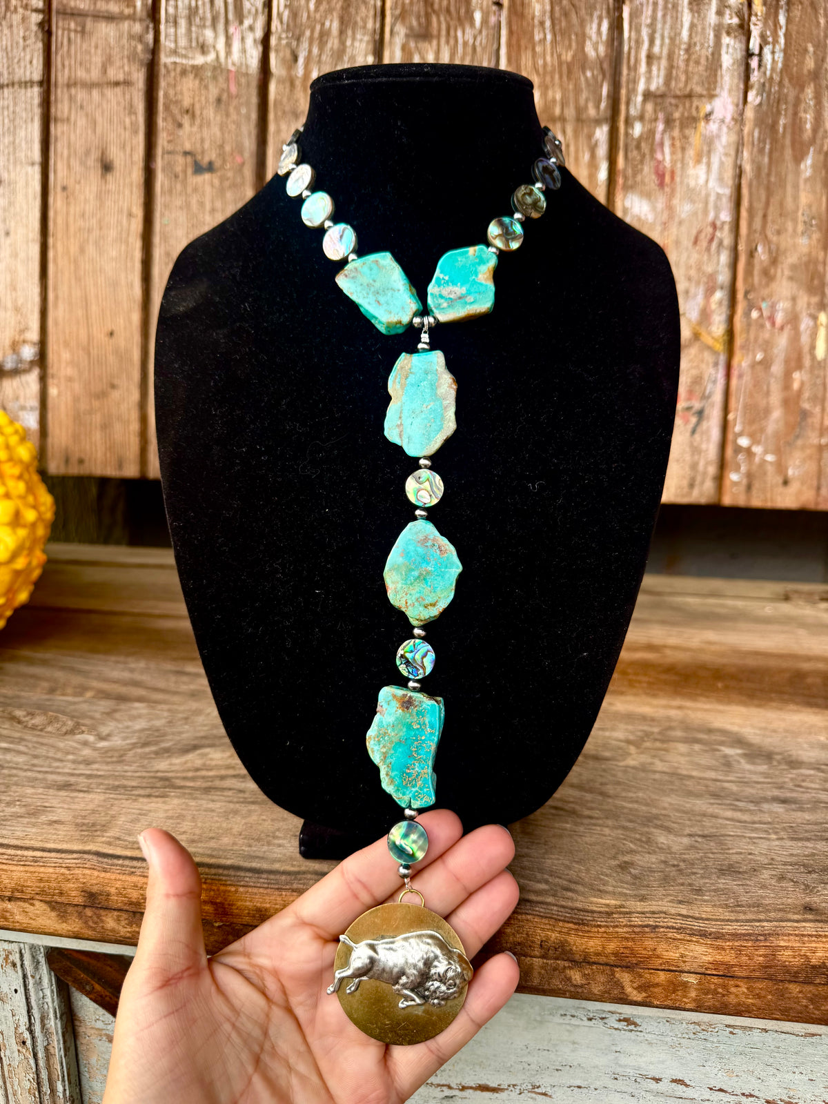 Buffalo and Abalone Lariat