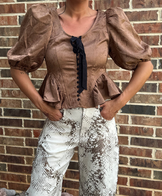 Brown Blouse Top