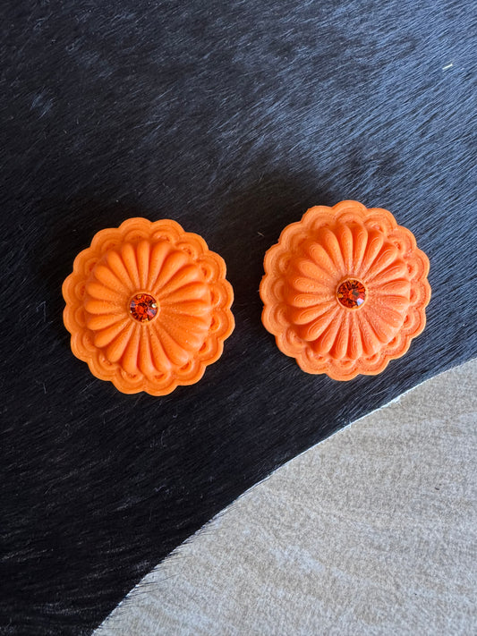 Orange Concho Earrings