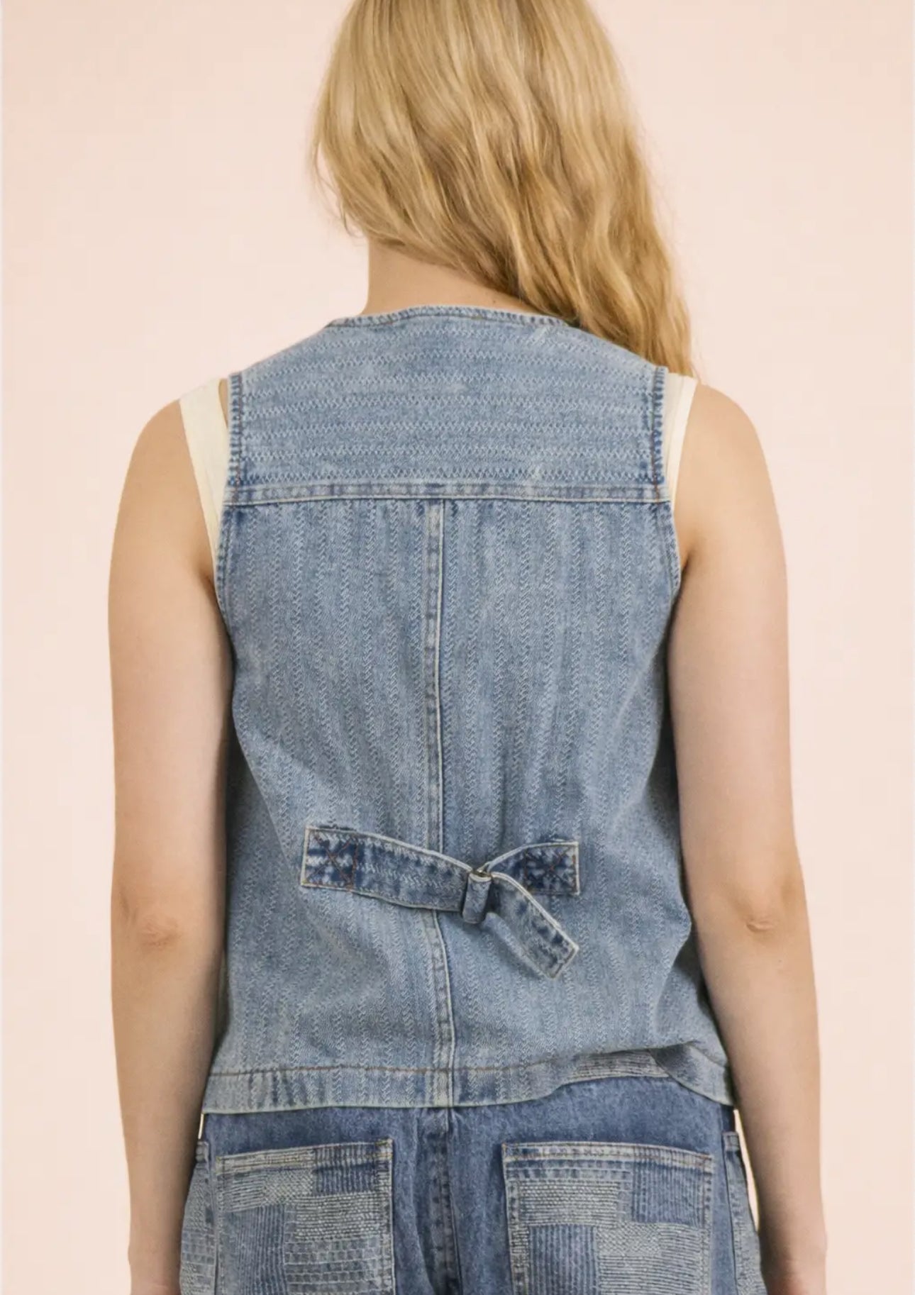 Denim Striped Vest