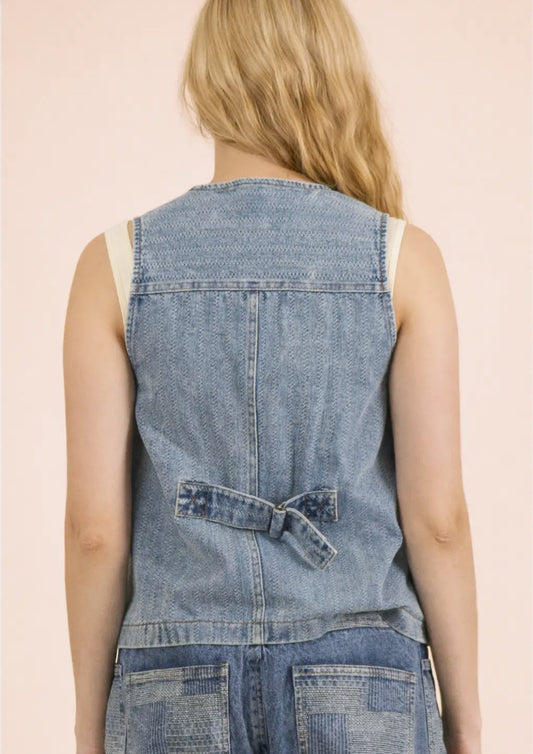 Denim Striped Vest