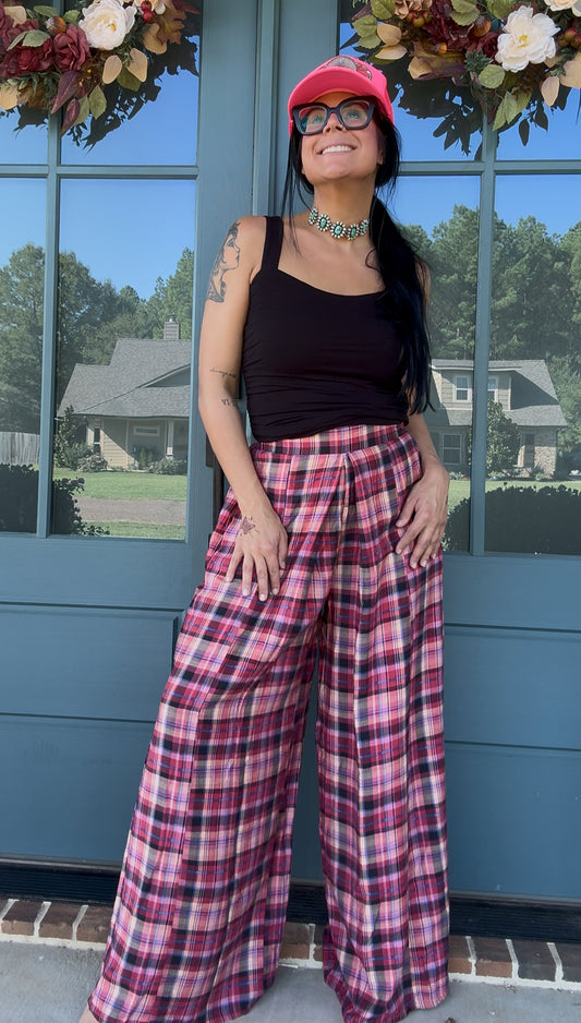 Pink Plaid Pants