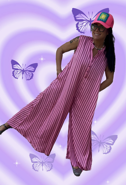 Pink Striped Jumpsuit