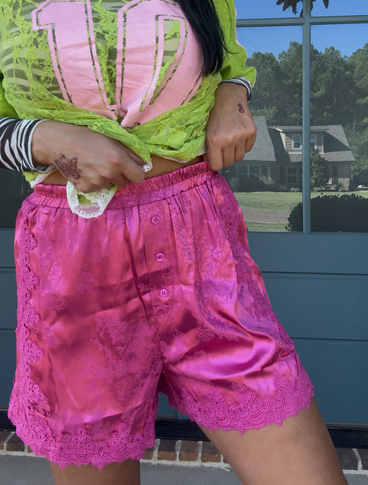 Pink Lace Boxer Shorts
