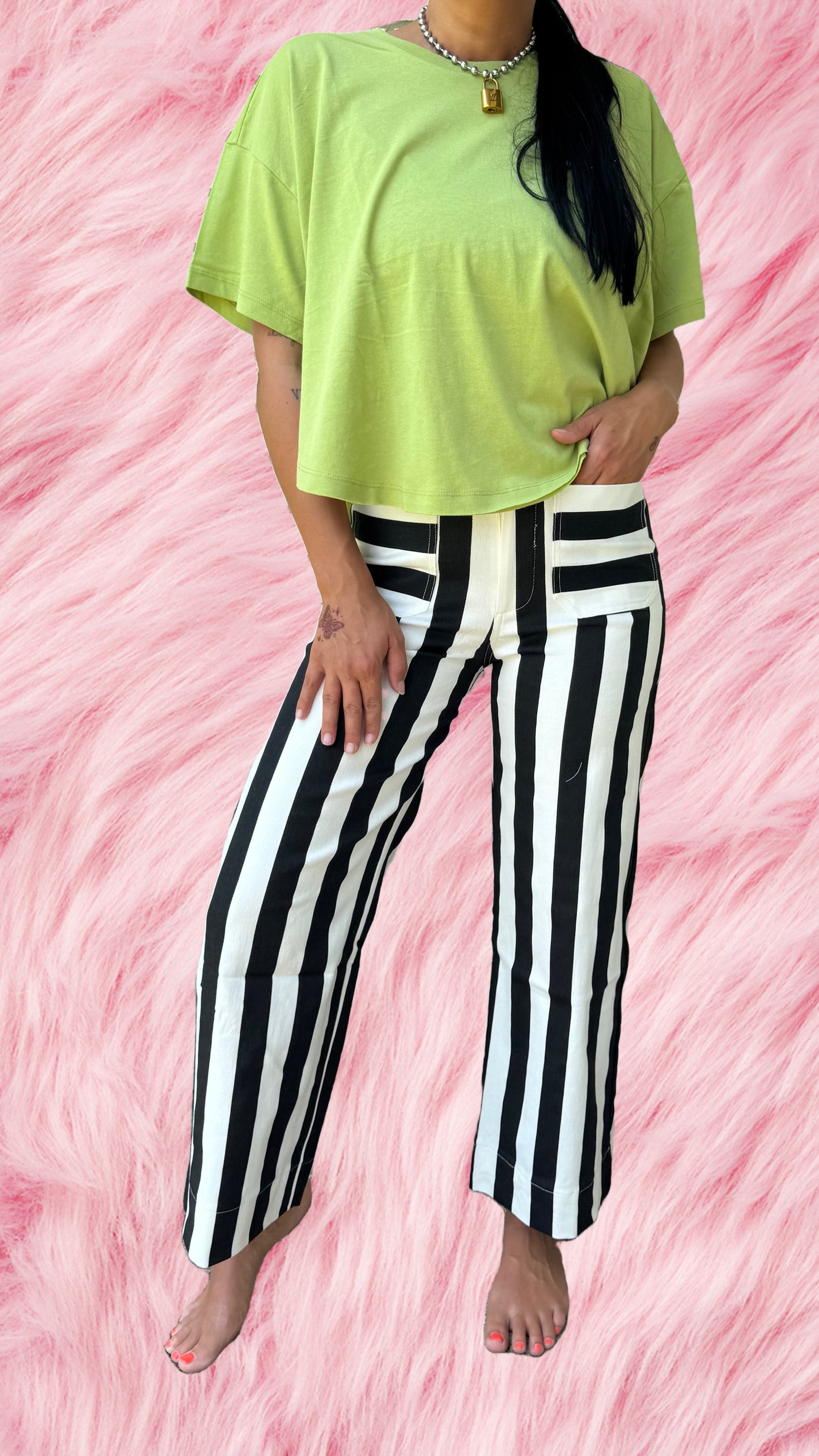Black and White Striped Pants