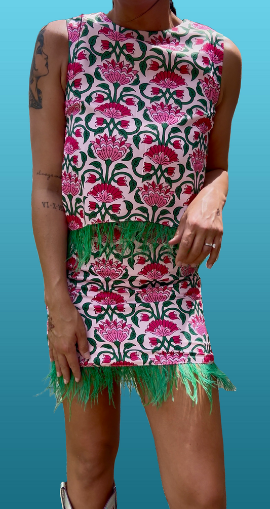 Feather Shirt and Skirt Set