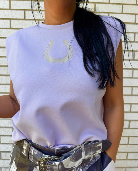 Lucky Lavender Horseshoe Muscle Top
